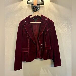 WHBM Women's Burgundy Velvet Jacket. Size 4. Silver button